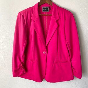 Christian Siriano Barbiecore Pink Ruched Ponte 3/4 Sleeve Blazer - Women's Large
